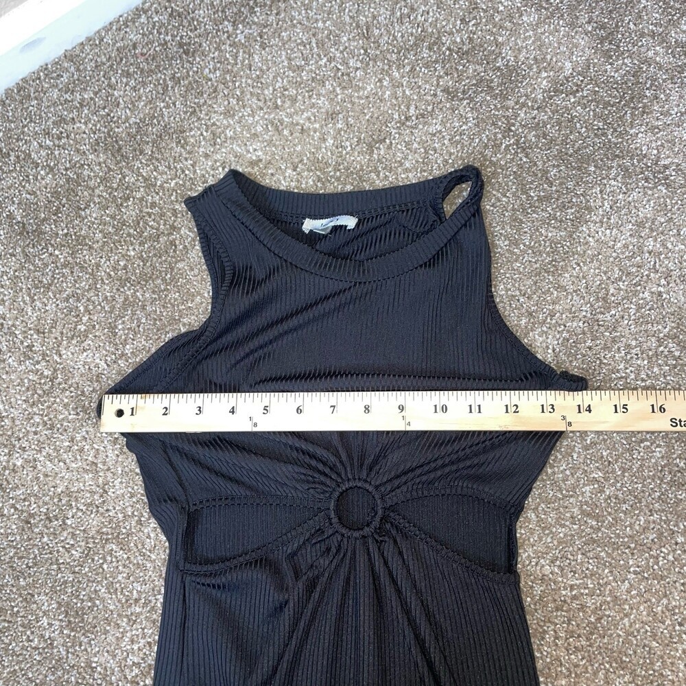 Love J. midi dress Mid/side cutout form fitting body con stretch SZ M black - Picture 5 of 7